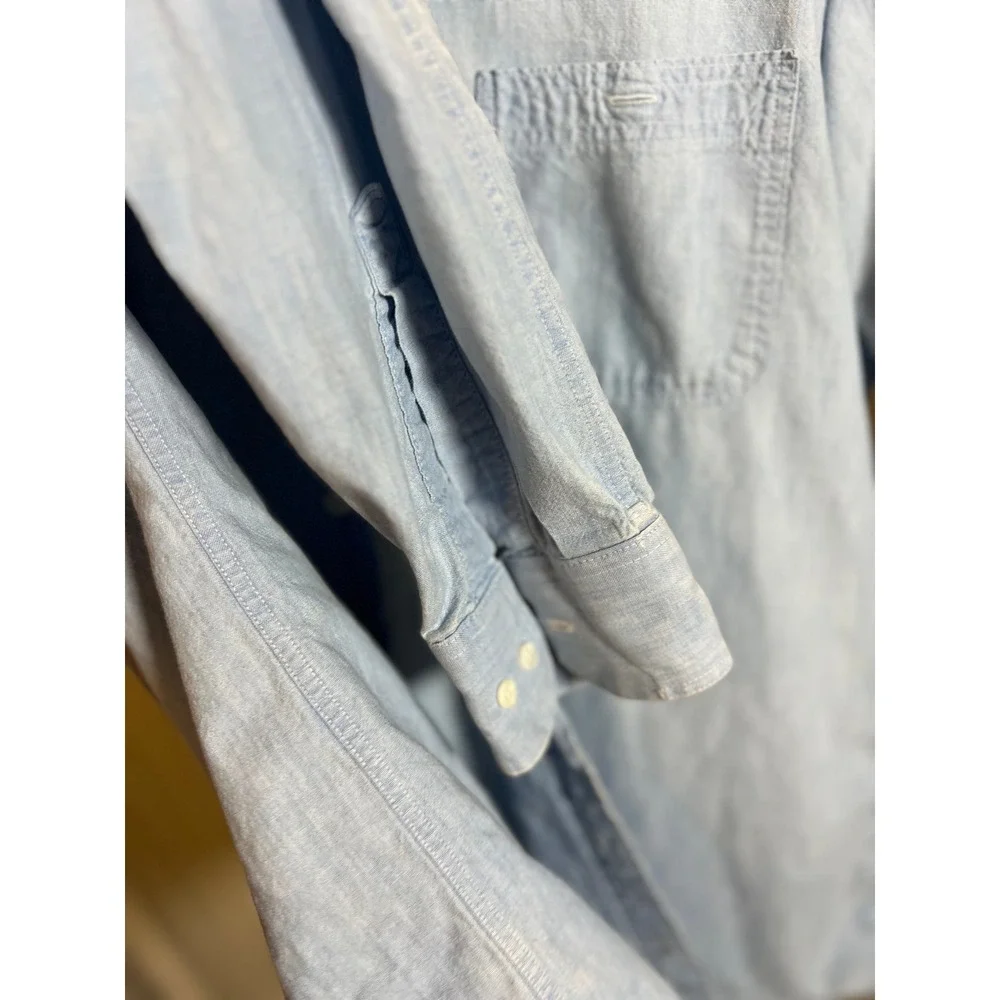 Vintage OshKosh B'gosh Kids Large Blue Chambray Button Down Shirt Made in USA